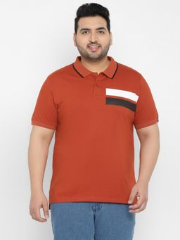 Urbano Plus - Men Orange Regular Fit Cotton Polo T-Shirt