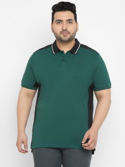 Urbano Plus - Men Green Solid Regular Fit Cotton Polo T-Shirt
