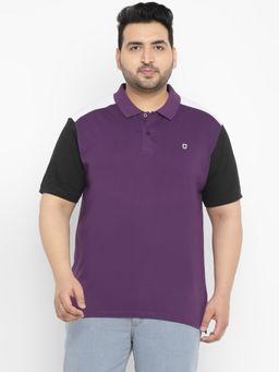Urbano Plus - Men Purple Solid Regular Fit Cotton Polo T-Shirt