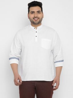 Urbano Plus - Men White Cotton Regular Fit Casual Solid Shirt