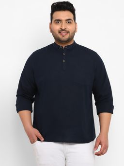 Urbano Plus - Men Navy Blue Cotton Regular Fit Casual Solid Shirt