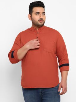 Urbano Plus - Men Rust Cotton Regular Fit Casual Solid Shirt