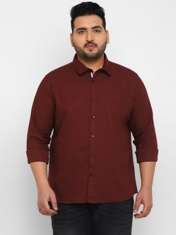 Urbano Plus - Men Maroon Cotton Regular Fit Casual Solid Shirt