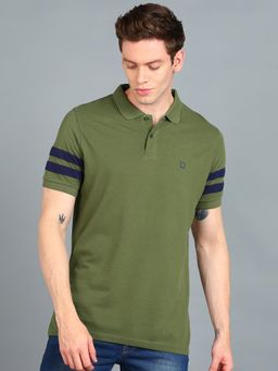 Urbano Fashion - Men Olive Slim Fit Cotton Polo T-Shirt