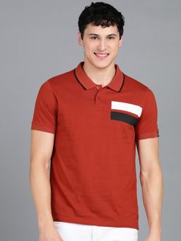 Urbano Fashion - Men Rust Slim Fit Cotton Polo T-Shirt
