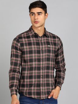 Urbano Fashion - Men Green Cotton Slim Fit Casual Checks Shirt