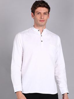 Urbano Fashion - Men White Cotton Slim Fit Solid Shirt