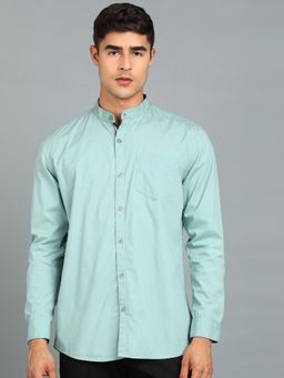 Urbano Fashion - Men Blue Cotton Slim Fit Solid Shirt