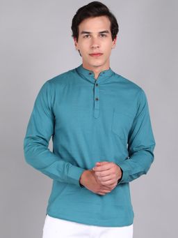 Urbano Fashion - Men Blue Cotton Slim Fit Solid Shirt