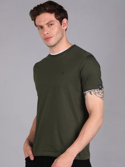 Urbano Fashion - Men Solid Olive Slim Fit Cotton T-Shirt