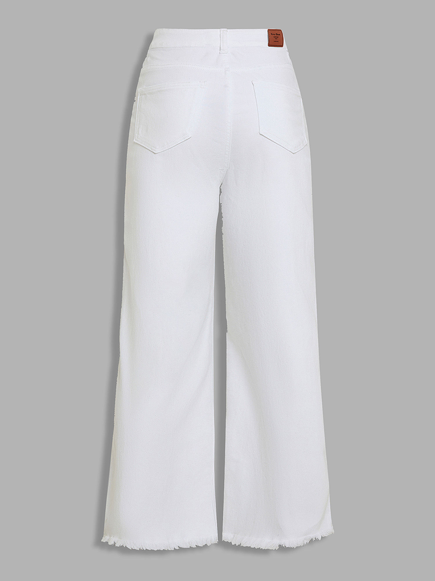JCAESAR Distressed White Wide-Leg Denim JCAESAR Distressed White