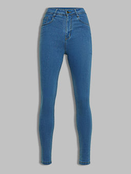 Miss Chase - Women Blue Skinny High Rise Distressed Regular Length Denim Jeans