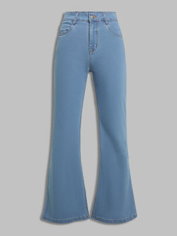 Miss Chase - Women Light Blue Bootcut High Rise Regular Stretchable Denim Jeans