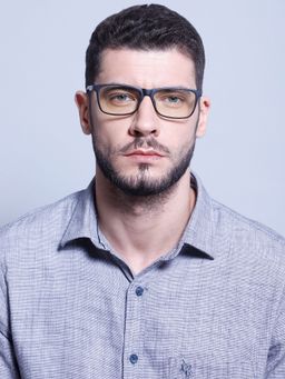 Intellilens - Unisex UV Protected Square Blue Cut Computer Glasses Black & Blue (54-17-135)