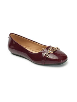 ELLE - Womens Wine Color Solid Comfortable Festive Wear Flats