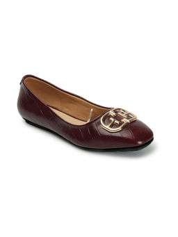 ELLE - Womens Wine Color Solid Comfortable Party Wear Flats