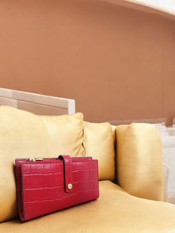 LODIS - Red Caroline Large Flap Lather Wallets and Card Cases