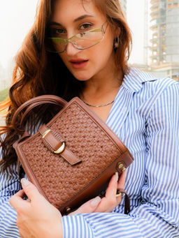 LODIS - Beige Panama Lather Sling and Cross Bags