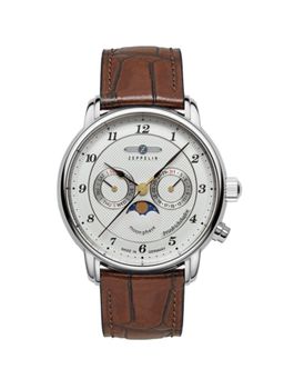 Zeppelin - Mens Quartz with Moon Phase and Leather Strap (M)