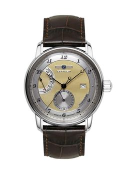 Zeppelin - Mens Automatic Watch with Power Reserve Indicator and Leather Strap (M)