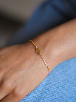 Tora - Heartstring 92.5 Silver Heart and Chain Bracelet for Women Gold Finish