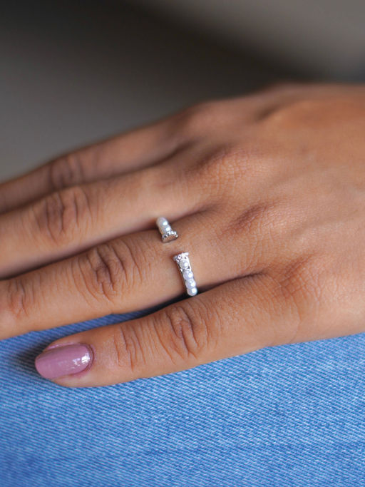 Tora Pearl Knuckle and Finger Ring 92.5 Silver for Women