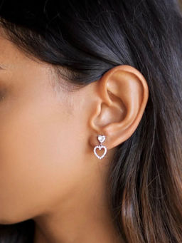 Tora - Lovebug 92.5 Silver Heart Shaped Drop Earrings for Women