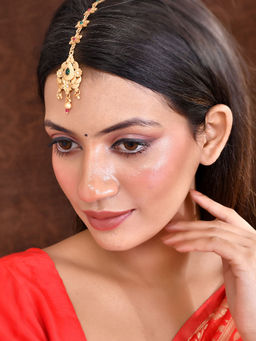 Silvermerc Designs - Women Multi-Color Brass Gold Plated Maangtikka