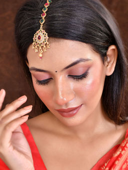 Silvermerc Designs - Women Multi-Color Brass Gold Plated Maangtikka