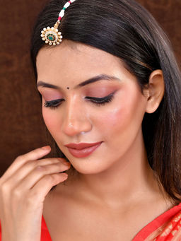 Silvermerc Designs - Women Green Brass Gold Plated Maangtikka