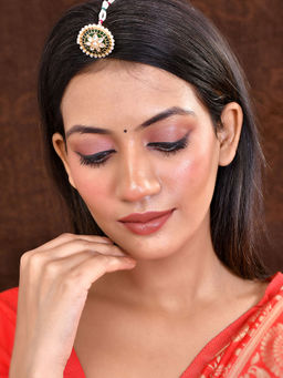 Silvermerc Designs - Women White Brass Gold Plated Maangtikka