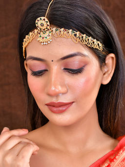 Silvermerc Designs - Women Multi-Color Brass Gold Plated Matha Pati