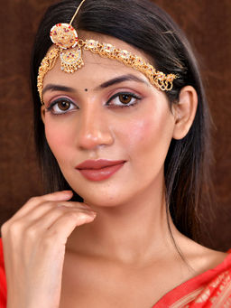 Silvermerc Designs - Women Red Brass Gold Plated Matha Pati