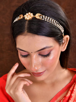 Silvermerc Designs - Women White Brass Gold Plated Matha Pati