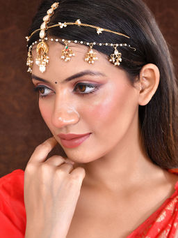 Silvermerc Designs - Women White Brass Gold Plated Matha Pati