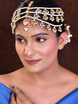 Silvermerc Designs - Women White Brass Gold Plated Matha Pati