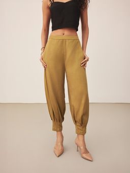 Ritu Kumar - Khaki Solid/Plain Pant