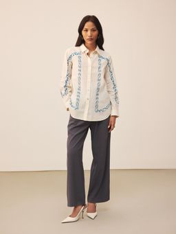 Ritu Kumar - White Abstract Printed Shirt