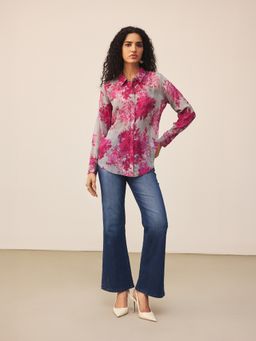 Ritu Kumar - Purple Abstract Printed Shirt with Camisole