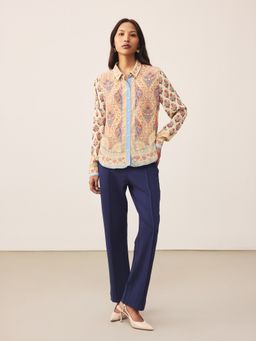Ritu Kumar - Beige Floral Printed Shirt