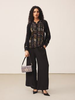 Ritu Kumar - Black Stripes Plain Shirt