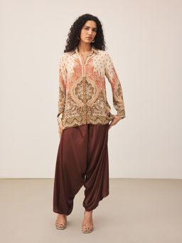 Ritu Kumar - Beige Floral Printed Shirt