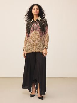 Ritu Kumar - Black Floral Printed Shirt