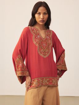 Ritu Kumar - Rust Embroidered Top
