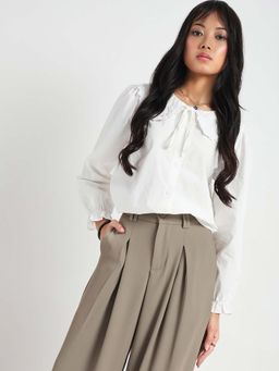 Sera - White Cotton Oversized Korean Shirt