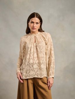 Style Island - Beige Bianca Jacquard Top