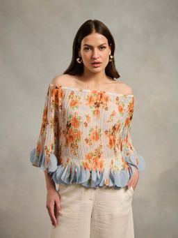 Style Island - Blue Julie Pleated Top