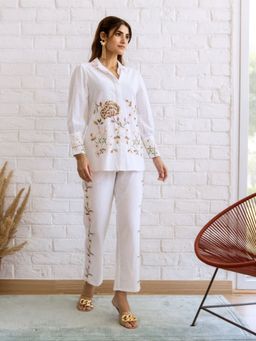Autumnlane - Faye Angel White Embroidered Premium Co-Ord (Set of 2)