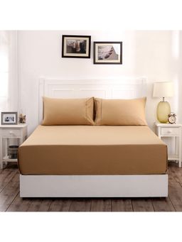 Maspar - Colorart Slumber Solid 200TC Neutral Bedsheet & 2 Pillow Covers (Set of 3)