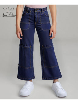 Arias by LARA DUTTA - Girls Blue Denim Wide Leg Washed Jeans